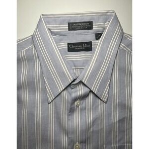 Christian Dior Men's Vintage Fitted Shirt | Blue/White | 17 32-35
